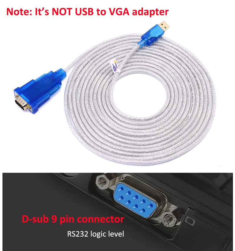 [Australia - AusPower] - DTECH FTDI USB to Serial Adapter Cable RS232 DB9 Male Port FT232RL Chipset Supports Windows 11 10 8 7 and Mac Linux (1.5 Feet) 1.5ft 