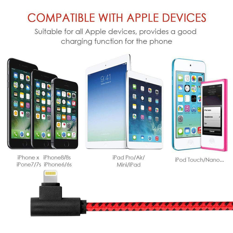 [Australia - AusPower] - Certified Lightning Cable,iPhone Charger 5 Pack(0.7FT/3FT/3FT/6FT/10FT) Extra Long Nylon Braided USB Charging&Syncing Cord Compatible with iPhone 12/11/Pro/Xs Max/XS/XR/7/7Plus/X/8/8Plus/6S Plus Black Red 
