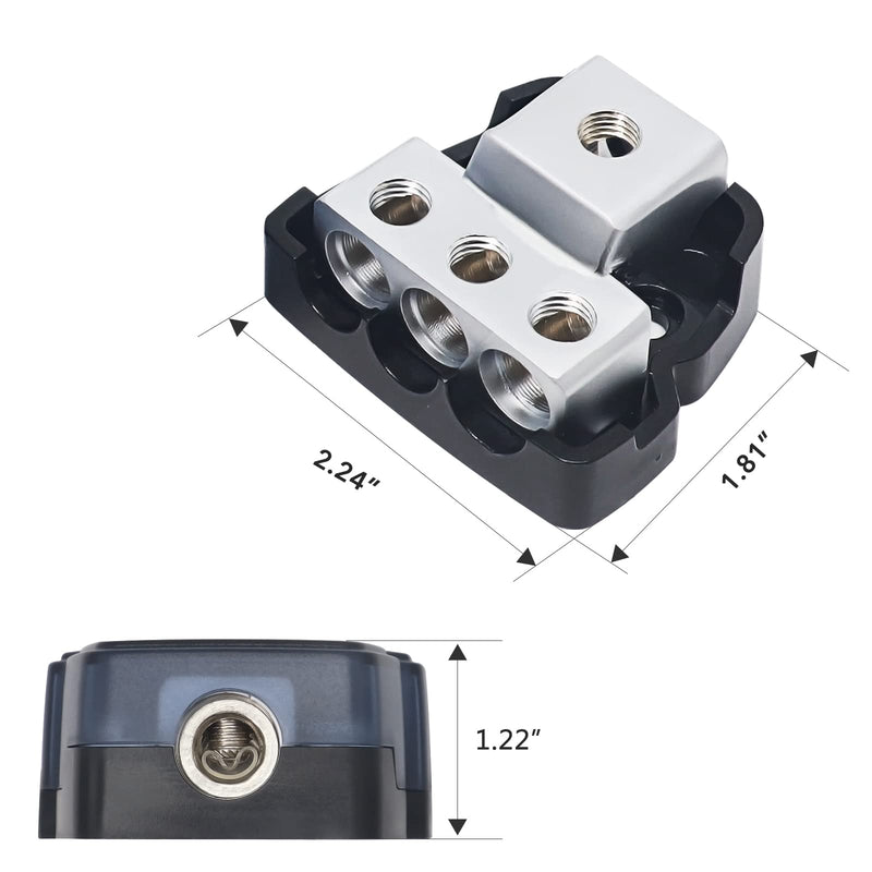 [Australia - AusPower] - RECOIL DB13 3 Way Power Distribution Block, 1 X 0/2/4 Gauge in / 3 X 4/8 Gauge Out Power Distribution Ground Distributor Block for Car Audio Amplifier Splitter 3 Way Power Distribution Block 1PCS 