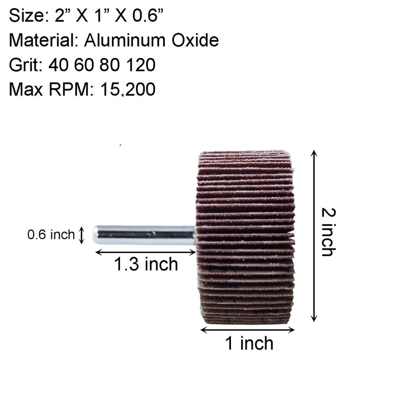 [Australia - AusPower] - M-jump 12 Pcs 2”X 1” X1/4” Flap Wheels Set –3 pcs Of Each 40 60 80 and 120 Grits Aluminum Oxide for Remove Rust and Weld Burr – 1/4 Shank Fits All Drills 