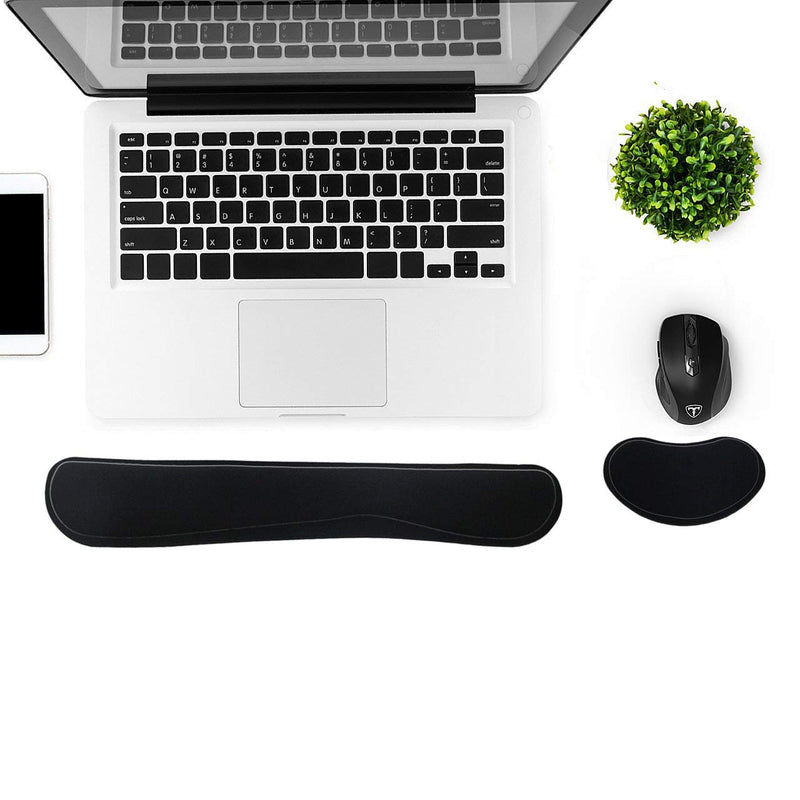 [Australia - AusPower] - Wrist Rest for Computer Keyboard and Mouse Pad Support Memory Foam Set Easy Typing and Wrist Pain Relief Ergonomic Lightweight Anti-Skid Wrist Cushion for Office Gaming Laptop Mac (Black) Black 