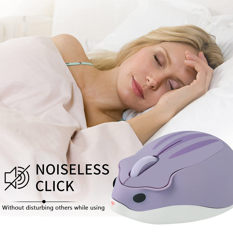 [Australia - AusPower] - Wireless Mouse Cute Cartoon Animal Hamster Shape Silent Portable Mobile Optical 1200DPI USB Cordless Mice for PC Mac Laptop Computer Notebook with Receiver, 3 Buttons, Purple, 3 x 2 x 1 inch 