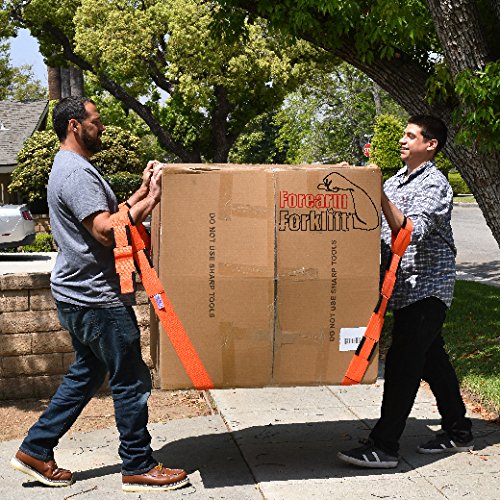 [Australia - AusPower] - Forearm Forklift Extended Length 4-Loop, Lifting and Moving Straps for Furniture, Appliances, Mattresses or Heavy Objects up to 800 Pounds 2-Person, Orange/Black, Model FFBEM orange\black 