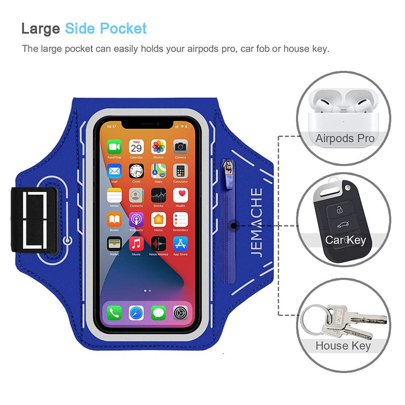[Australia - AusPower] - iPhone 13 Pro Max, 12 Pro Max Armband, JEMACHE Gym Workouts Running Phone Arm Band for iPhone 13 Pro Max, 12 Pro Max, 11 Pro Max, Xs Max, 13, 12 with Airpods Holder (Navy Blue) Navy Blue 