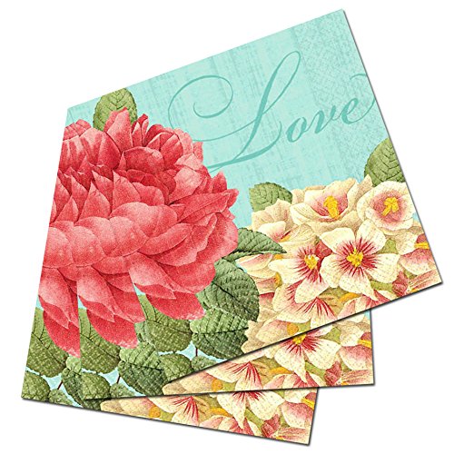 [Australia - AusPower] - Amscan Disposable Beverage Napkin in Blissful Blooms Print (36 Piece), 5 x 5", Multi 