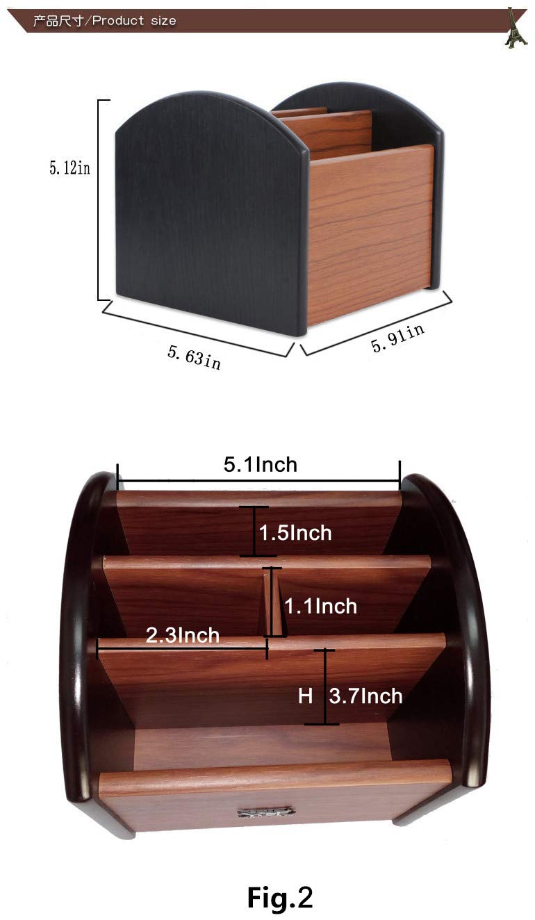 [Australia - AusPower] - Rotating remote control holder, pen holder for desk,Wooden remote storage Organizer,TV remote control caddy@YCL872R Pen container 