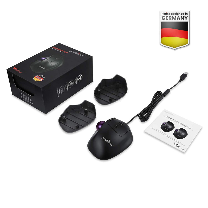 [Australia - AusPower] - Perixx PERIMICE-520 Wired USB Ergonomic Programmable Trackball Mouse, Adjustable Angle, 8 Button Design, Black (PM-520-11447) 