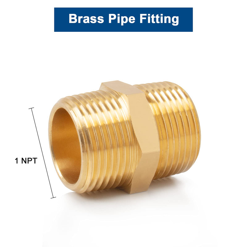 [Australia - AusPower] - BathAce Solid Brass Hex Nipples , Thread-Good Airtightness, Heavy Brass Pipe Adapter Fittings, Equal Connectors (1 NPT x 1 NPT Male, 1) 1 NPT x 1 NPT Male 
