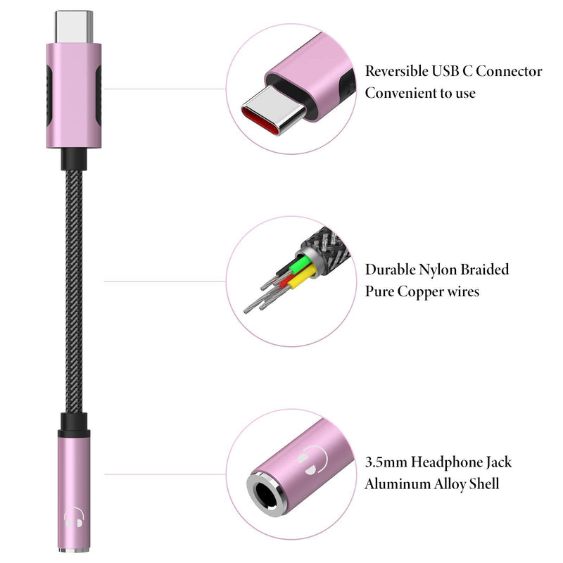 [Australia - AusPower] - USB C to 3.5mm Adaper Rose Gold and Deepgrey 