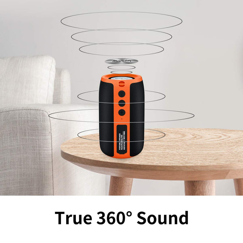 [Australia - AusPower] - Bluetooth Speaker,MusiBaby Portable Bluetooth Speakers,Portable,Waterproof,Wireless Speaker with Loud Stero and Booming Bass,Dual Pairing,Bluetooth 5.0,24H Playtime for Home,Party (Orange) 