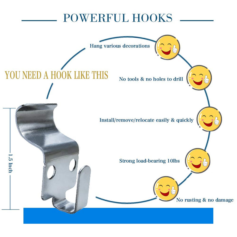 [Australia - AusPower] - BOF Creations NO-Hole Vinyl siding Hooks for Hanging Christmas Decorations, Wreath, Christmas Lights Christmas Ornaments, Heavy Items, Stainless Steel, Easy Install Solution (10 Pack) 