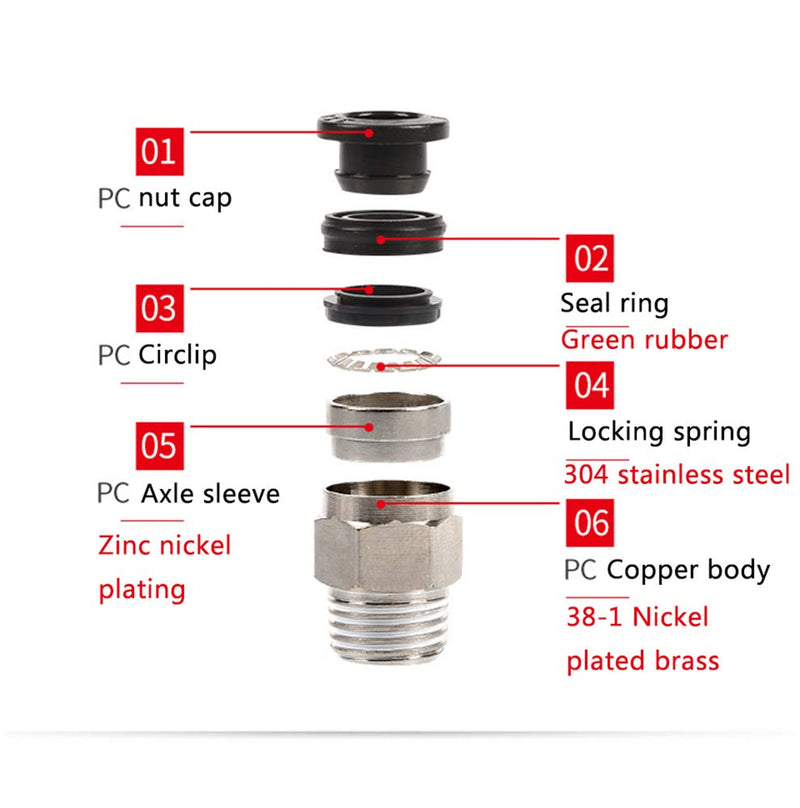 [Australia - AusPower] - 1/8" PT Male Thread 12mm Straight Pneumatic Push in Quick Fitting Connectors for PETF Tube 10Pcs 12mm 1/8" 