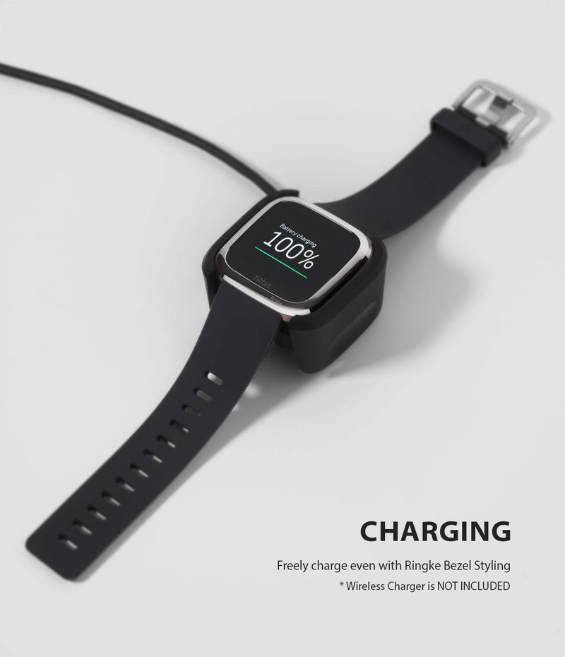 [Australia - AusPower] - Ringke Bezel Styling Case Designed for Fitbit Versa 2 Full Stainless Steel Metal Frame Smartwatch Case Accessory - Silver (2-01 ST) Modern Glossy Design FV2-01-Silver 