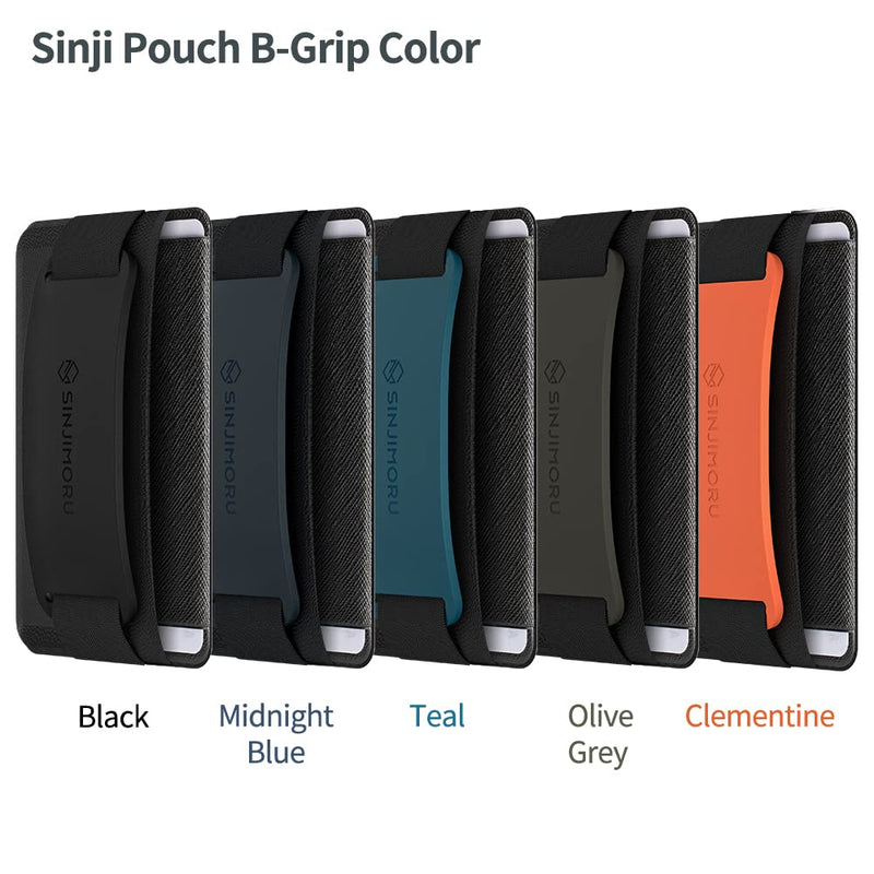 [Australia - AusPower] - Sinjimoru Phone Grip Card Holder with Phone Stand, Secure Stick on Wallet for iPhone with Pop Out Stand for Table. Sinji Pouch B-Grip Black Adhesive Wallet 