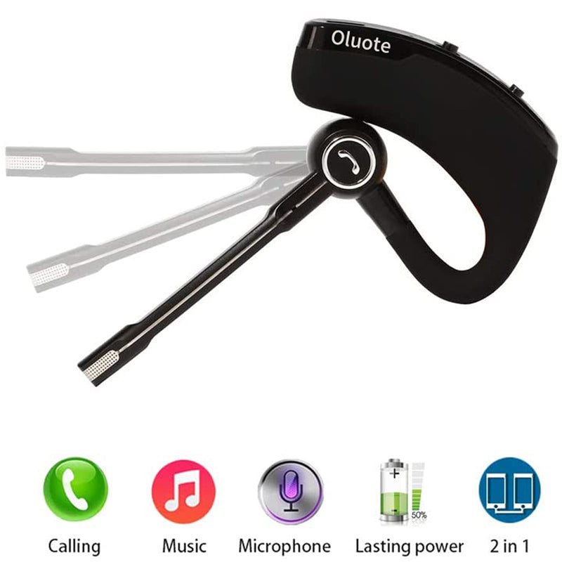 [Australia - AusPower] - Oluote Bluetooth Headset, Bluetooth Earhook Headphone with Microphone HD Call Noise Cancelling, 8Hrs Talktime, Wireless Earbud Earpiece Earphone for Driving/Business (Compatible for iOS Android) 