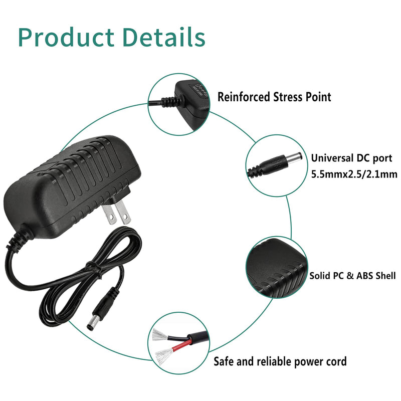 [Australia - AusPower] - YOOFONE DC 24V1A Power Supply Adapter with 5.5mm X 2.1mm/2.5mm US Plug, AC/DC 100-240V 24Volt 1Amp Converter Transformer for LED Strip Light CCTV Camera Essential Oil Diffuser, Black 