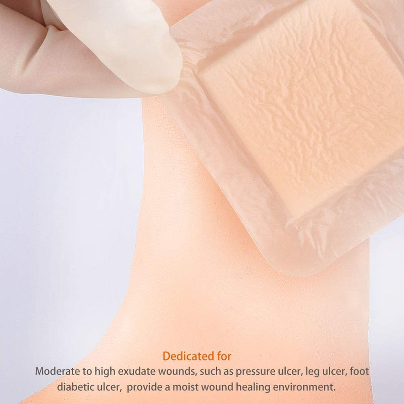 [Australia - AusPower] - Silicone Foam Dressing with Gentle Adhesive Border 6''x6'' 5 Pack, Painless Removal High Absorbency Waterproof Bed Sore Bandage for Pressure Ulcer, Leg Ulcer, Diabetic Foot Ulcer by EalionMed 6x6 Inch (Pack of 5) 