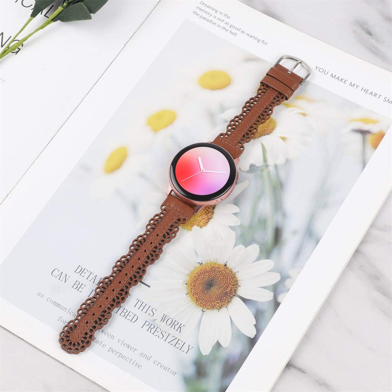 [Australia - AusPower] - TOYOUTHS Compatible with Samsung Galaxy Watch 4 Band/Watch 4 Classic Band/Active 2 Watch Bands/Galaxy Watch 3 41mm Band/Garmin Vivoactive 3 Band, 20mm Watch Band Cute Leather Strap for Women, Brown 