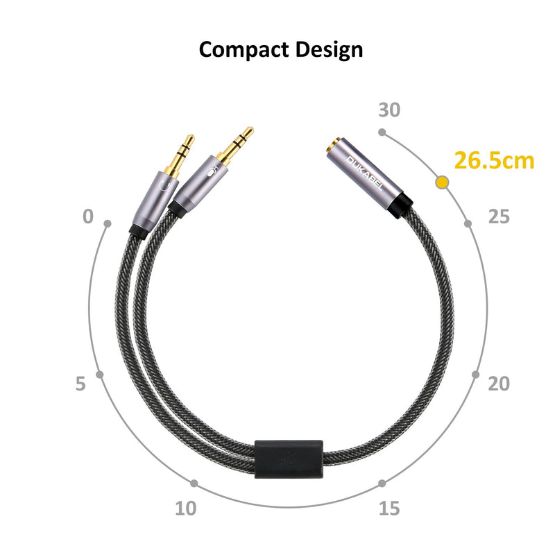 [Australia - AusPower] - Headset Splitter Cable, DUKABEL Gold-Plated & Strong Braided Y Splitter Audio Cable Separate Microphone Headphone Port Gaming Headset Splitter PC Earphone Adapter VoIP Phone -TopSeries (12inch / 30cm) 12 in/30 cm 