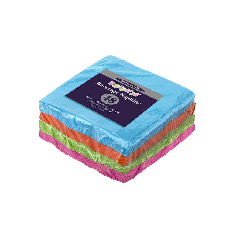 [Australia - AusPower] - Party Essentials 2-Ply Paper Cocktail Beverage Napkins, Assorted Neon Brights, 48-Count 