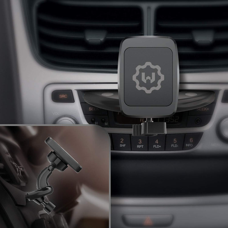 [Australia - AusPower] - WixGear Rectangular Head Universal CD Slot Magnetic Car Mount Holder, for Cell Phones and Mini Tablets with Fast Swift-Snap Technology 