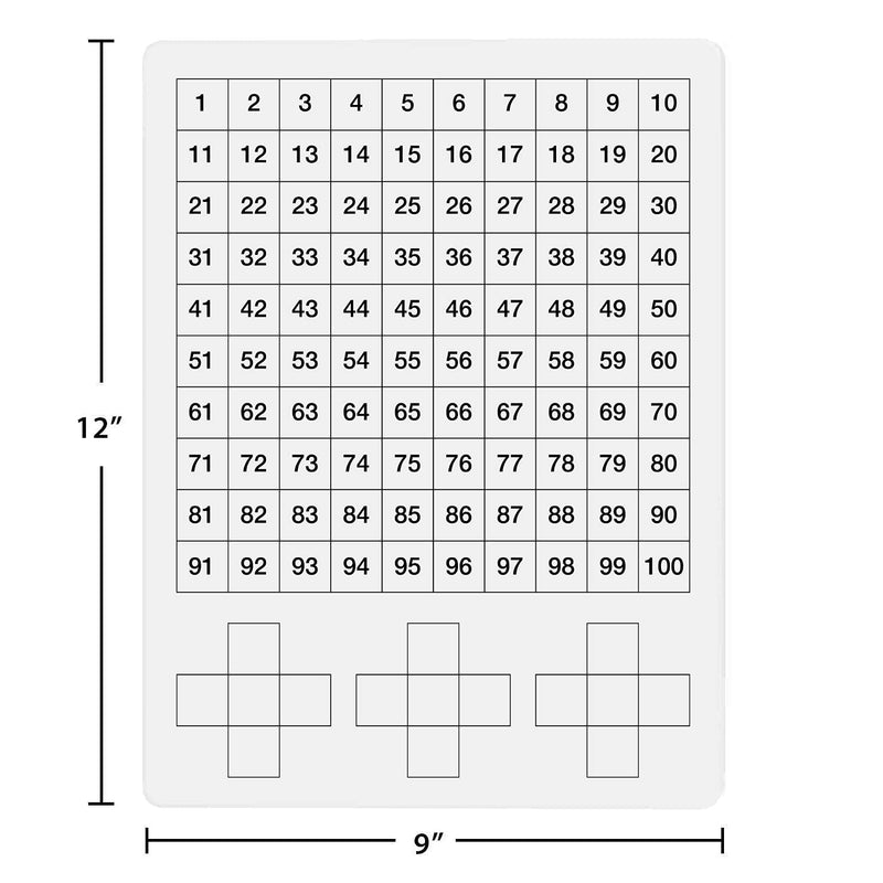 [Australia - AusPower] - Dry Erase Board Hundred Chart, Student Practice for School or Homeschool, Pre-Filled Numbers 1-100 and 10 More 10 Less Diagrams 