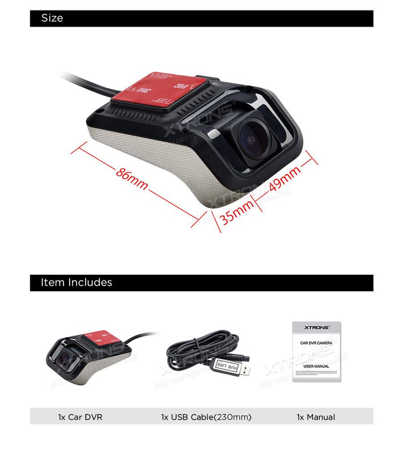 [Australia - AusPower] - XTRONS Full HD 1080P Car DVR Road Video Recorder Dash Camera Car Driving Recorder with 140° Wide Angle, Loop Recording 