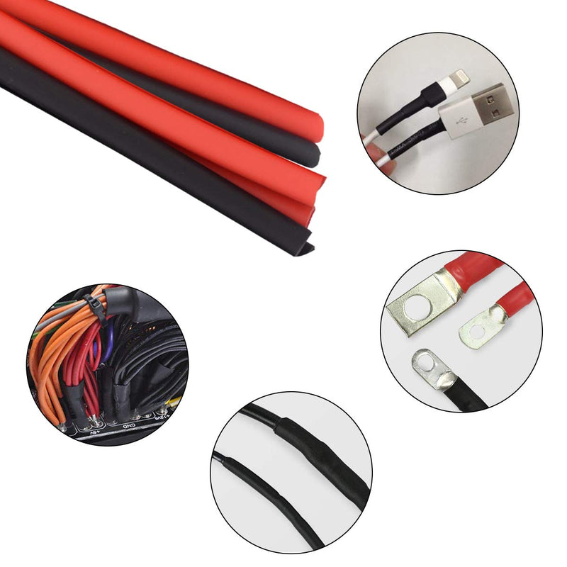 [Australia - AusPower] - 3:1 Adhesive Heat Shrink Tubing, 1 Inch Wire Shrink Wrap, Heat Shrink Tube 4.9ft Black & Red 2 Pack 1 1/2" 4.9ft 
