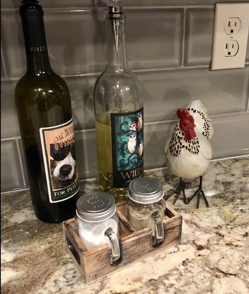 [Australia - AusPower] - Mason Jar Salt and Pepper Shakers Set with Wood Caddy, Easy to Clean & Refill for Farmhouse Kitchen Table, Rustic Home Decor and Gifts Clear 