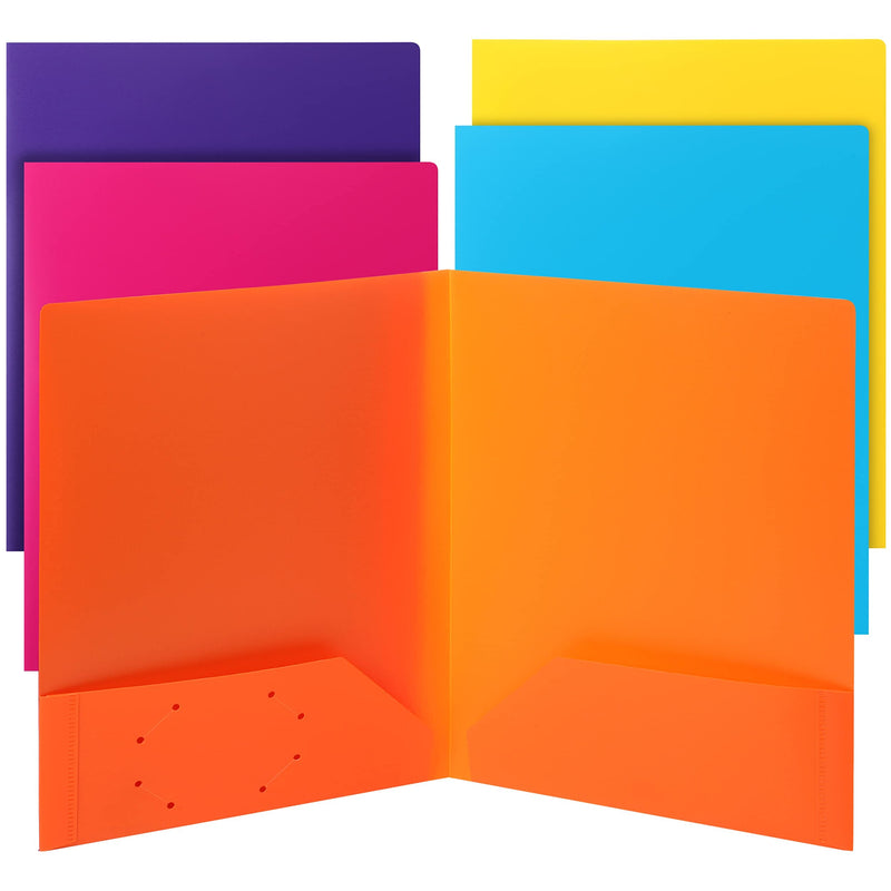 [Australia - AusPower] - Mr. Pen- Plastic Folders with Pockets, 5 pcs, Assorted Colors, Folders with Pockets, Heavy Duty Plastic Two Pocket Folders, Pocket Folders, Folders, 2 Pocket Plastic Folders, File Folders with Pockets 