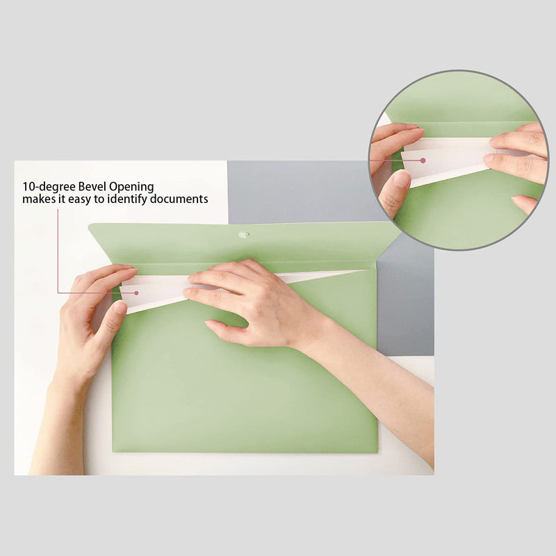 [Australia - AusPower] - VANRA Poly File Folders Letter Size File Jackets Organizer Plastic Envelope A4 Flat Document Holder with Snap Button Closure (Pastel Green, Pack of 5) Pastel Green 