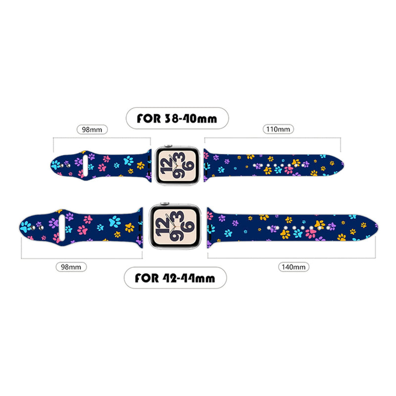 [Australia - AusPower] - Colorful Dog Paw Prints Watch Band Compatible with Apple Watch 38mm 40mm 42mm 44mm 45mm Adjustable Wristbands Dog Paw Print Silicone Smartwatch Strap for IWatch Series 7 6 5 4 3 2 1 38mm/40m white-style 2 42mm/44mm/45mm 