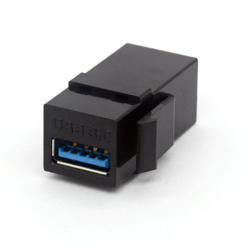 [Australia - AusPower] - BSHTU USB 3.0 Keystone Jack Inserts, USB Adapters Cable Interface Coupler Female to Female Connector Extension for Wall Plate Outlet Panel - 2 Packed (Black,USB 3.0 Straight) Black,USB 3.0 Straight 