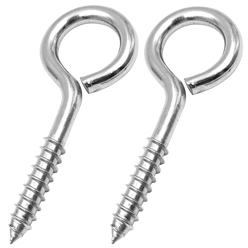 [Australia - AusPower] - 5 Inch Eye Hooks Screw, 304 Stainless Steel Screw Eyes, Heavy Duty Eye Bolt, Sturdy & Anti-Rust Eye Screws for Wood Tie-Downs, Lifting and Securing Cables Wires, Easy to Install Silver 