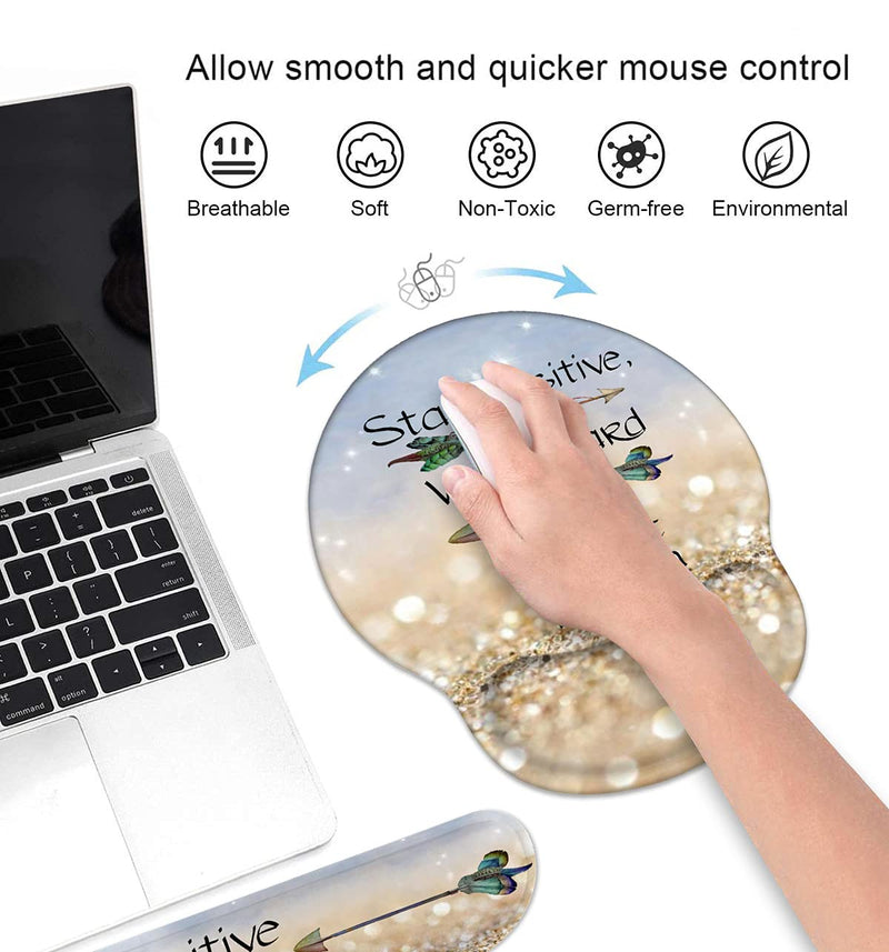 [Australia - AusPower] - Keyboard Wrist Rest and Mouse Pad Wrist Support Set with Coasters,Stay Positive Work Hard and Make It Happen Inspirational Quote Wrist Mouse Pad with Non-Slip PU Base for Computer Laptop Home Office 