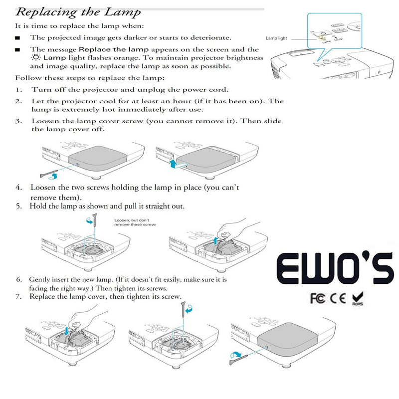 [Australia - AusPower] - EWO'S ELP54 Replacement Projector Lamp Bulb for Epson ELPLP54/ELPLP58 Powerlite Home Cinema 705HD S7 S9 X9 S8 X7 EX31 EX51 EX71 EX5200 EX7200 EX3200 S10 H310A H311A H331A H368A H369A H376A Projectors 1 Count (Pack of 1) 