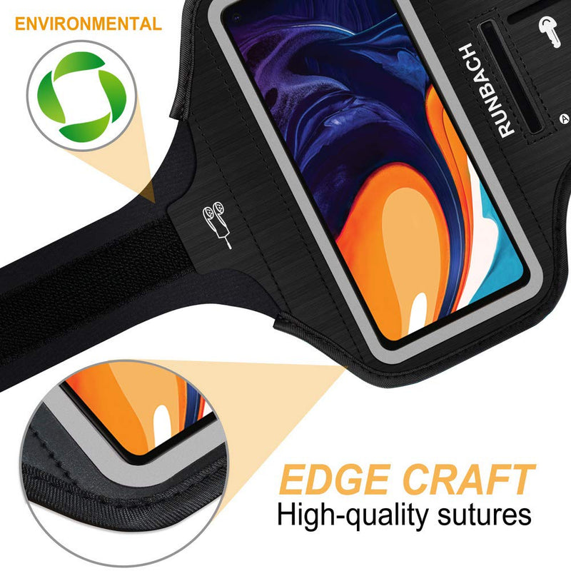 [Australia - AusPower] - RUNBACH Running Armband for Samsung Galaxy A70/A60/A51/A50/A32/A30/A20/A10E/A10/A9/A9 Pro/M11/M21/M31,Sweatproof Running Exercise Bag for Samsung Phone Black 