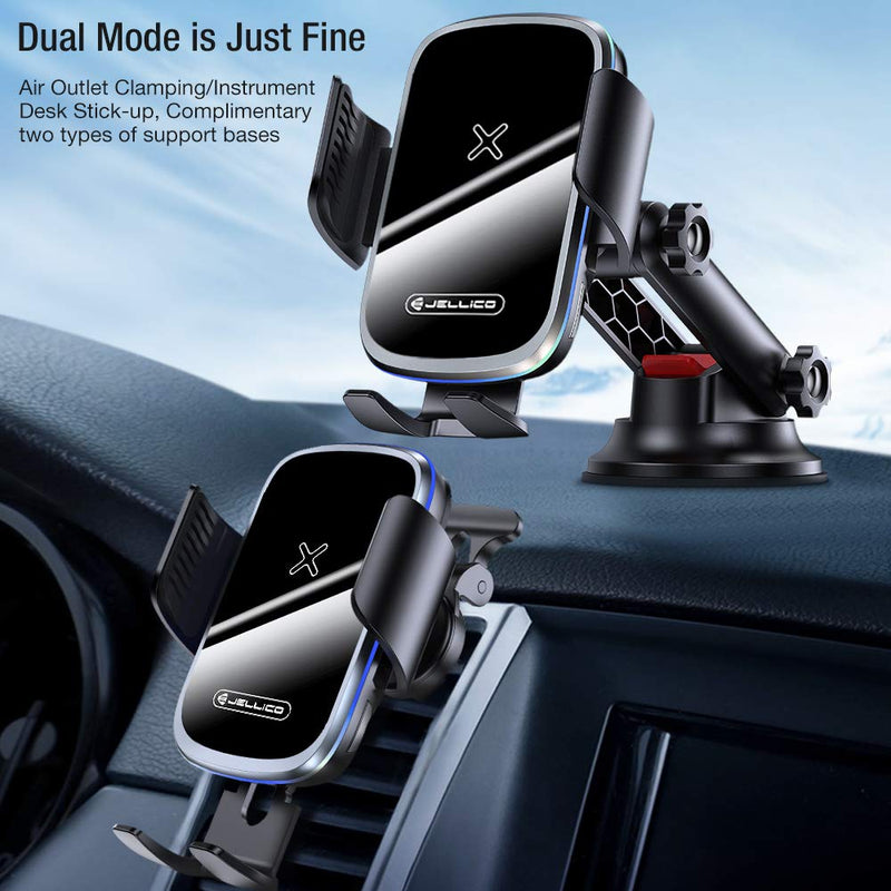 [Australia - AusPower] - Wireless Car Charger Mount [Auto Clamping], 15W Qi Fast Charging Intelligent Infrared Car Mount, Windshield Dash Air Vent Phone Holder for iPhone 12 11 Pro Xs XR, Samsung S20, S10, and More 
