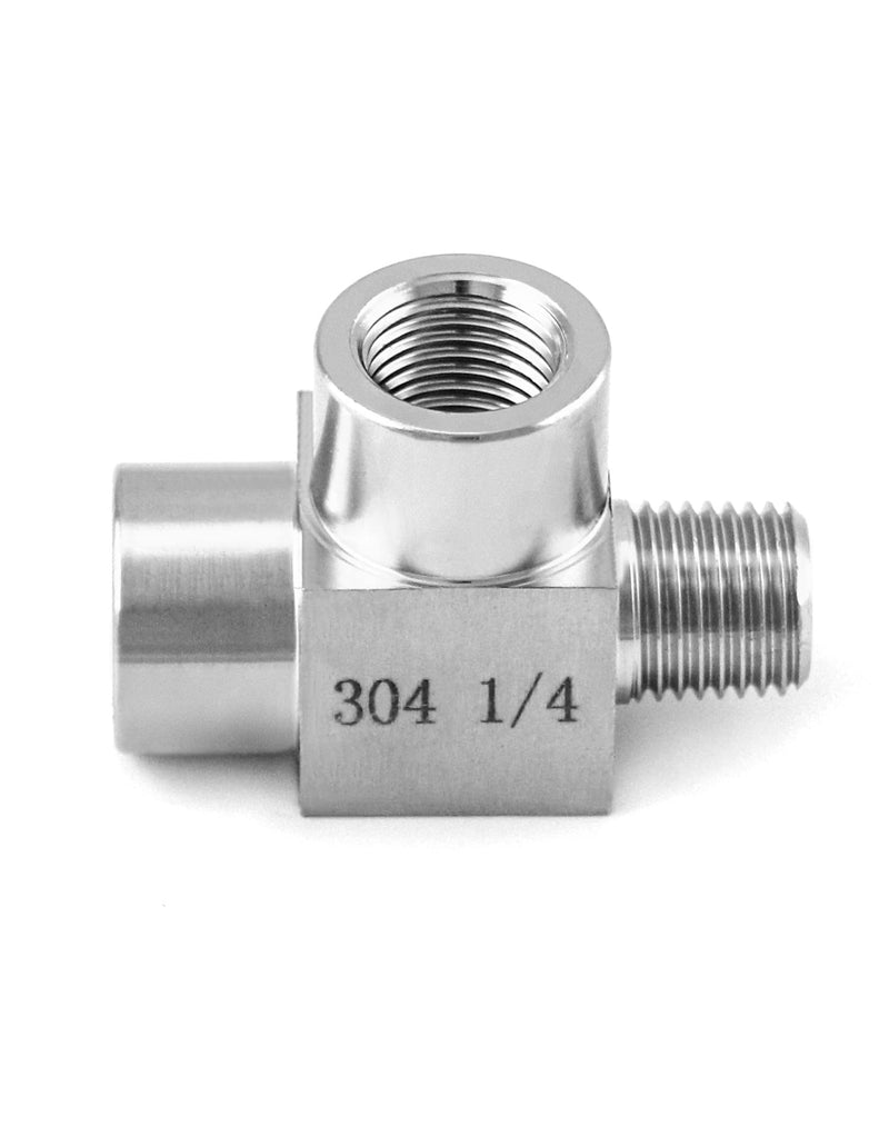 [Australia - AusPower] - QWORK Stainless Steel Pipe Fitting, 1/4" NPT Male x 1/4" NPT Female x 1/4" NPT Female, Male Run Tee, Street tee 1/4 inch Male x Female x Female 