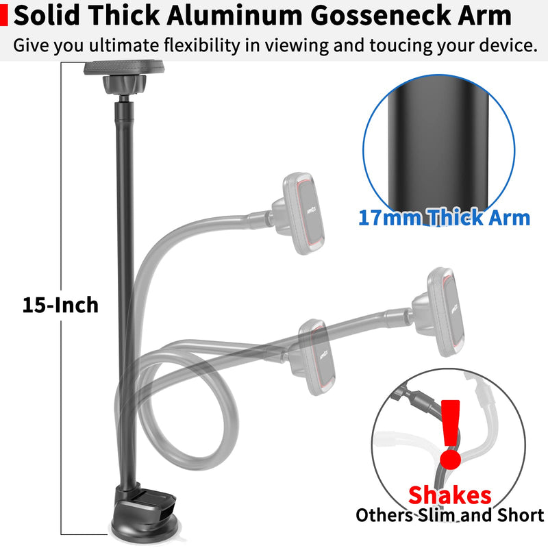 [Australia - AusPower] - APPS2Car Magnetic Car Phone Holder Mount [Flexible Long Arm] Anti-Shake Windshield Phone Mount [6 Strong Magnets] Cell Phone Holder for Car [Case Friendly] Compatible with iPhone Smartphones Tablets 