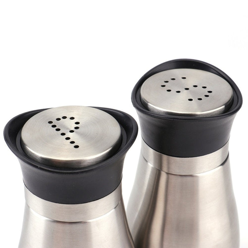 [Australia - AusPower] - Tebery 2 Pack Green Classic Salt and Pepper Shakers Set, 4 Ounces Stainless Steel & Glass Spice Dispenser, Refillable Design Silver-2 