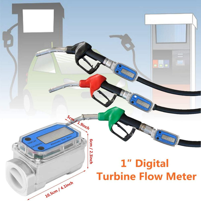 [Australia - AusPower] - 1″ Digital Turbine Flow Meter, Gas Oil Fuel Flowmeter, Pump Flow Meter Diesel Fuel Diesel Kerosene Line Pipe Counter for Chemicals Water etc(Blue) 
