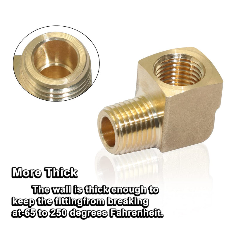 [Australia - AusPower] - 1/4" NPT 90 Degree Elbow Male and Female Brass Pipe Fitting, Forged Solid Brass 90 Degree Hose Fitting Adapter with 1/4" Female x 1/4" Male (2-Pack) 2pc 1/4" 