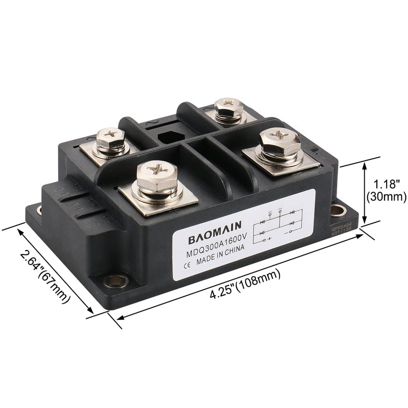 [Australia - AusPower] - Baomain Bridge Rectifier MDQ-300A Full Wave Diode Module Single Phase 300A 1600V 