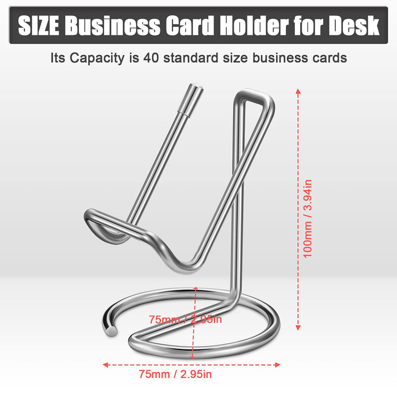 [Australia - AusPower] - 2 Pieces Metal Business Card Holder for Desk, Cell Phone Stand, Elegant Line Business Card Display Holder Stand, Office Desktop Business Name Card Organizer (Silver) Silver 