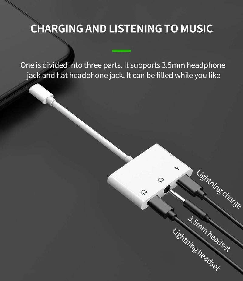 [Australia - AusPower] - Headphone Adapter Lightning to 3.5mm AUX Audio Jack and Charger Extender Dongle Earphone Headset Splitter Compatible with iPhone 11 12 Mini pro max xs xr x se2 7 8 Plus for Ipad Air Cable Converter 