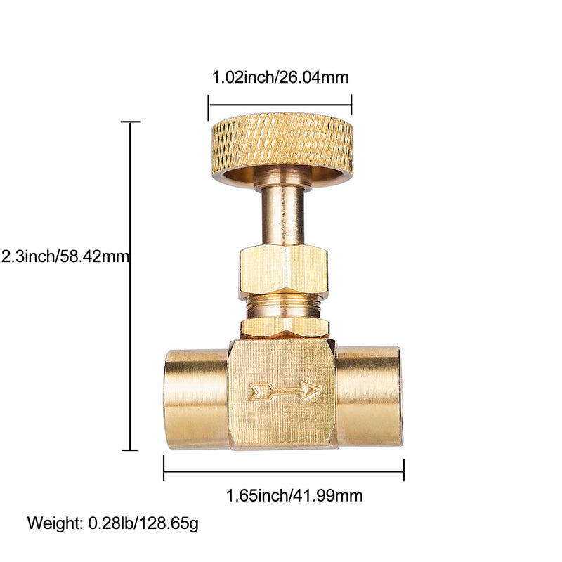 [Australia - AusPower] - Breezliy 2 Pieces Heavy Duty Brass Instrument Replacement Control Needle Valve 1/4" Npt Female X 1/4" Npt Female Connection 2 PCS 1/4 " Female * 1/4"Female needle valve 