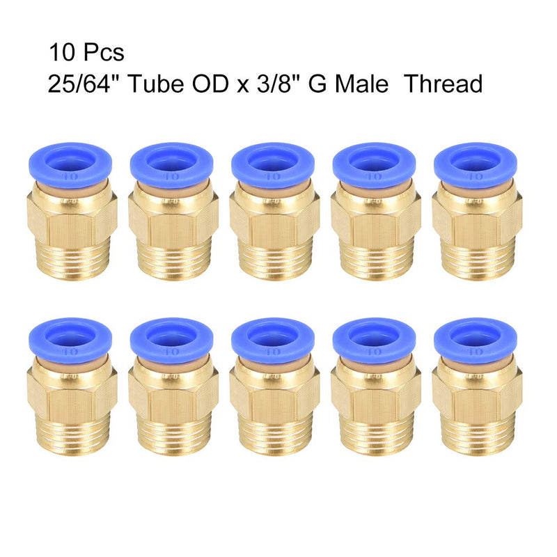 [Australia - AusPower] - uxcell Straight Pneumatic Push to Quick Connect Fittings G3/8 Male x 10mm Tube OD 10pcs 