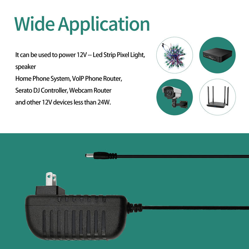 [Australia - AusPower] - YOOFONE AC Adapter 12V 2A Power Supply 5.5 x 2.1mm & 2.5mm AC 100-240V to DC 12Volt 1A 1.5A 2A Power Supply Cord for LED Strip Light, CCTV Camera, Router, DC12V Transformer 