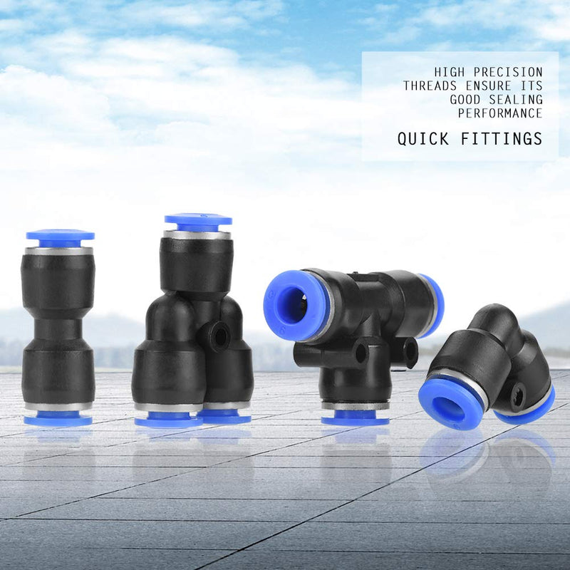 [Australia - AusPower] - Akozon Push to Connect Fittings Pneumatic Fittings Kit 6MM Air Push Quick Fittings 10pcs Straight +10pcs Elbow Unions +10pcs Y Unions + 10pcs Tee(40 pcs) 